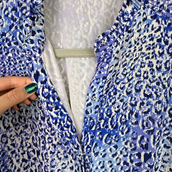 Rebecca Taylor Leo Fever Blue Leopard Silk Romper Short Jumpsuit Sleeveless sz 2 - Picture 9 of 16